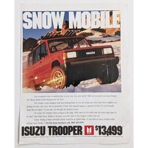1990 Isuzu Trooper Women's Pro Ski Tour Snow Mobile Climb Photo VINTAGE PRINT AD